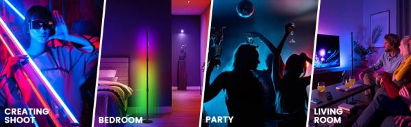 RGB торшер 1800мм Black управление с телефона Чёрный