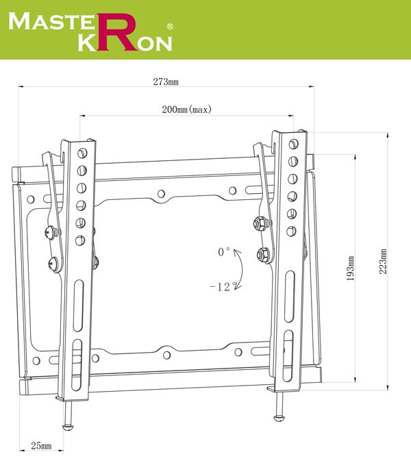 Кронштейн для телевизора MasterKron PLN07-22T 13–42″ наклонный