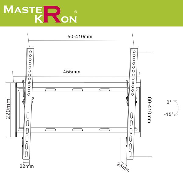 Кронштейн для телевизора MasterKron PLN07-44T 26–55″ наклонный