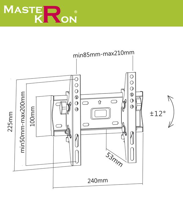 Кронштейн для телевизора MasterKron PLN08-22T 13–42″ наклонный